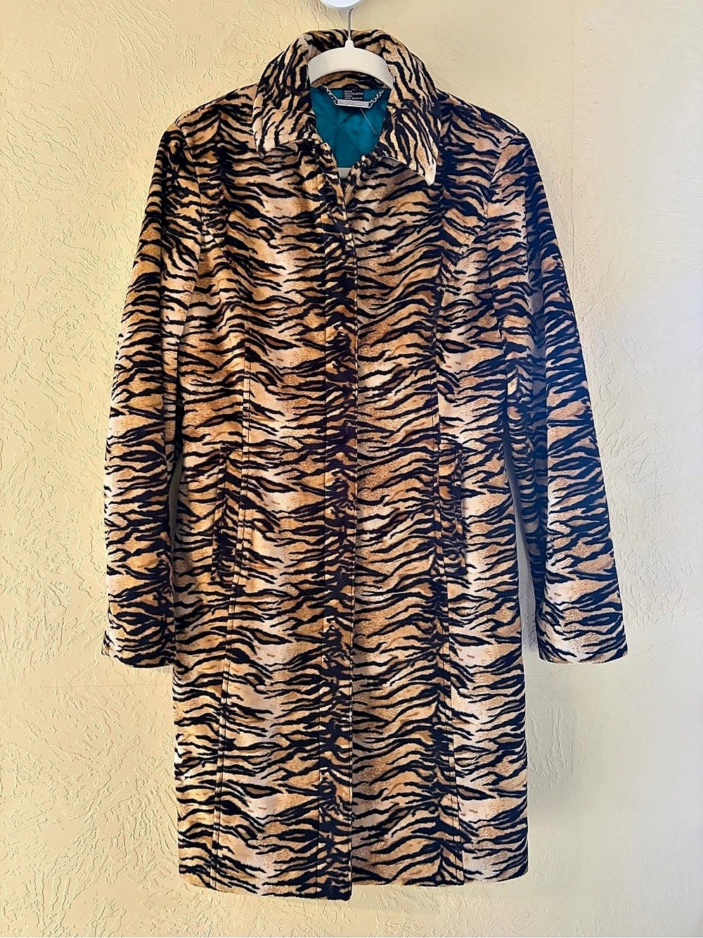 GUESS Animal Print Teddy Jacket Brown Black Size Small